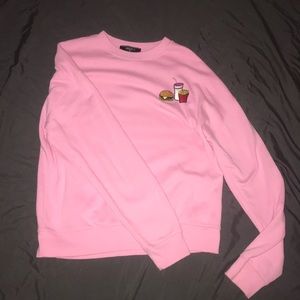 PINK SWEATSHIRT WITH FOOD PATCH